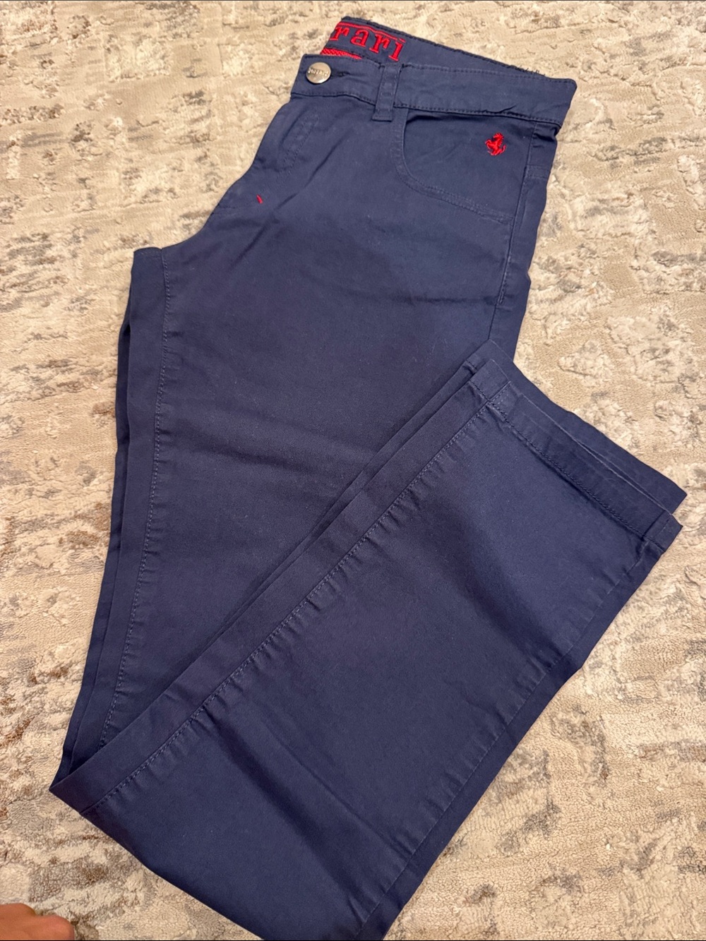 Ferrari Navy Chinos with Red Logo Accents